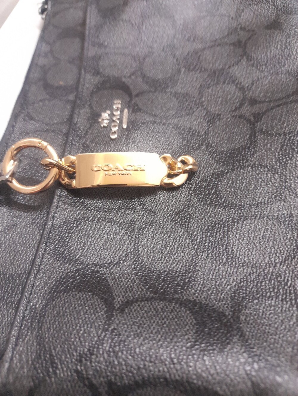 Coach Signature Gold Tone Pendant Bag Charm Keychain